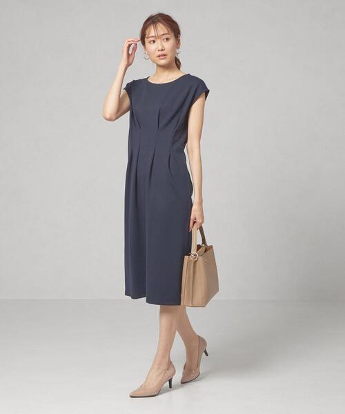 closet story（クローゼットストーリー）の「＜closet story＞□CSC ダブルタック Iライン ワンピース -手洗い可能-（ワンピース・レディース・ネイビー/モカ・FREE）」の4枚目の写真