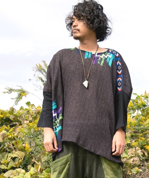 チャイハネ（チャイハネ）の「【チャイハネ】yul スピリットMEN'Sトップス（その他トップス・メンズ・ホワイト/ブラック/ブラウン/ブルー・FREE）」の3枚目の写真