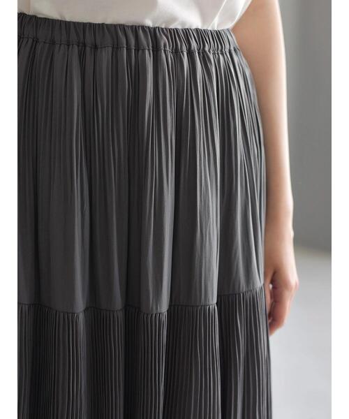AMERICAN HOLIC（アメリカンホリック）の「ティアードプリーツスカート（スカート・レディース・チャコールグレー/サックスブルー系1/アイボリー/サックスブルー/その他14・M/L）」の21枚目の写真