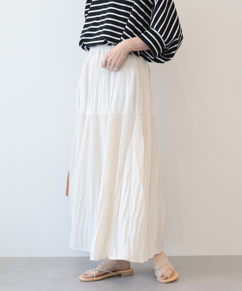 AMERICAN HOLIC（アメリカンホリック）の「ティアードプリーツスカート（スカート・レディース・チャコールグレー/サックスブルー系1/アイボリー/サックスブルー/その他14・M/L）」の14枚目の写真