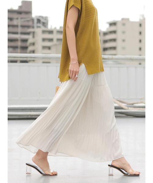 AMERICAN HOLIC（アメリカンホリック）の「ティアードプリーツスカート（スカート・レディース・チャコールグレー/サックスブルー系1/アイボリー/サックスブルー/その他14・M/L）」の19枚目の写真