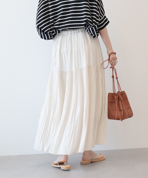 AMERICAN HOLIC（アメリカンホリック）の「ティアードプリーツスカート（スカート・レディース・チャコールグレー/サックスブルー系1/アイボリー/サックスブルー/その他14・M/L）」の13枚目の写真