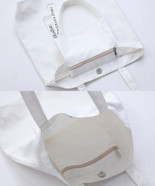 florist（フローリスト）の「A4収納可メッセージリボンキャンバス生地トートバッグ（トートバッグ・レディース・ホワイト/ブラック・FREE）」の22枚目の写真