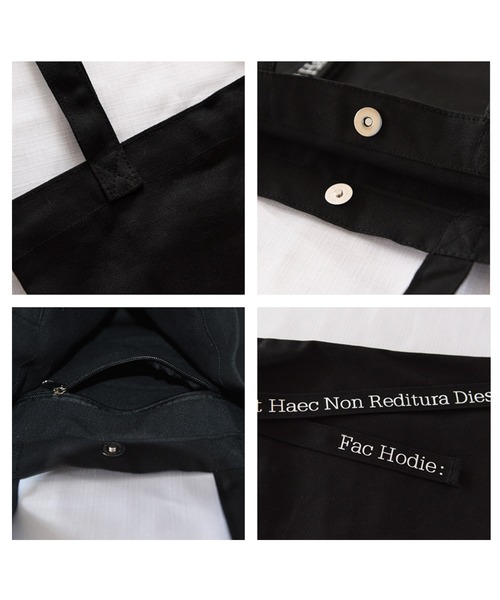 florist（フローリスト）の「A4収納可メッセージリボンキャンバス生地トートバッグ（トートバッグ・レディース・ホワイト/ブラック・FREE）」の16枚目の写真