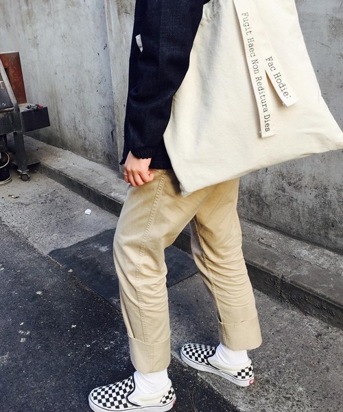 florist（フローリスト）の「A4収納可メッセージリボンキャンバス生地トートバッグ（トートバッグ・レディース・ホワイト/ブラック・FREE）」の7枚目の写真