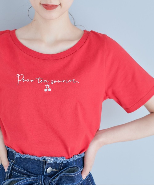 OLIVE des OLIVE（オリーブデオリーブ）の「OLIVEベーシックTシャツ（Tシャツ/カットソー・レディース・ベージュ/ネイビー/レッド/オフホワイト/ピンク・FREE）」の5枚目の写真