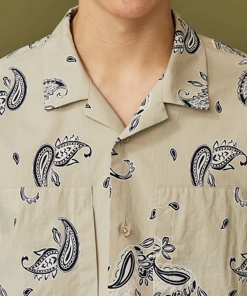 WELLDER(ウェルダー)の「【WELLDER】Utility Open Collar Half Sleeve Shirt(シャツ/ブラウス・メンズ・ベージュ/ネイビー・3)」の14枚目の写真