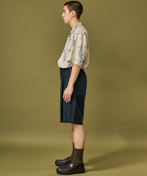 WELLDER(ウェルダー)の「【WELLDER】Utility Open Collar Half Sleeve Shirt(シャツ/ブラウス・メンズ・ベージュ/ネイビー・3)」の4枚目の写真
