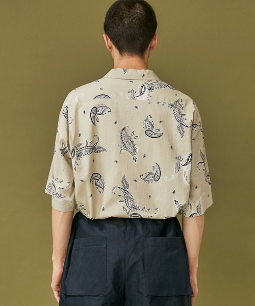 WELLDER(ウェルダー)の「【WELLDER】Utility Open Collar Half Sleeve Shirt(シャツ/ブラウス・メンズ・ベージュ/ネイビー・3)」の3枚目の写真