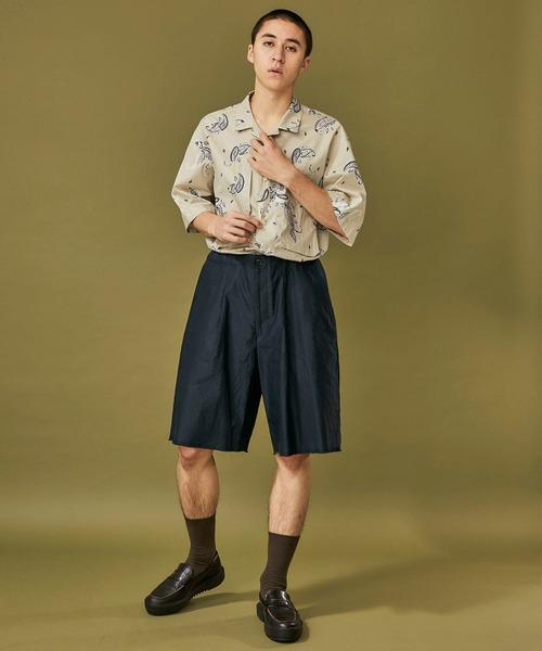 WELLDER(ウェルダー)の「【WELLDER】Utility Open Collar Half Sleeve Shirt(シャツ/ブラウス・メンズ・ベージュ/ネイビー・3)」の5枚目の写真