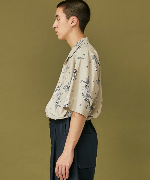 WELLDER(ウェルダー)の「【WELLDER】Utility Open Collar Half Sleeve Shirt(シャツ/ブラウス・メンズ・ベージュ/ネイビー・3)」の8枚目の写真