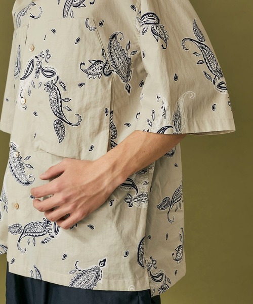 WELLDER(ウェルダー)の「【WELLDER】Utility Open Collar Half Sleeve Shirt(シャツ/ブラウス・メンズ・ベージュ/ネイビー・3)」の22枚目の写真