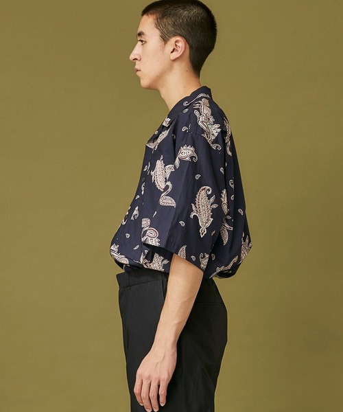 WELLDER(ウェルダー)の「【WELLDER】Utility Open Collar Half Sleeve Shirt(シャツ/ブラウス・メンズ・ベージュ/ネイビー・3)」の18枚目の写真