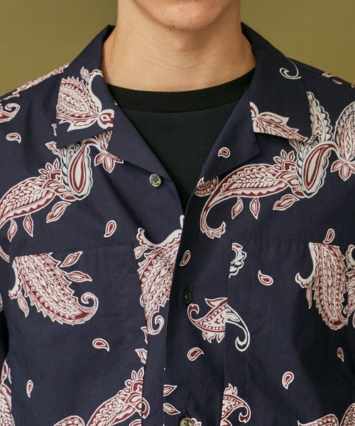 WELLDER(ウェルダー)の「【WELLDER】Utility Open Collar Half Sleeve Shirt(シャツ/ブラウス・メンズ・ベージュ/ネイビー・3)」の6枚目の写真
