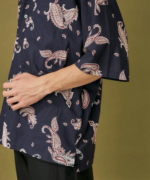 WELLDER(ウェルダー)の「【WELLDER】Utility Open Collar Half Sleeve Shirt(シャツ/ブラウス・メンズ・ベージュ/ネイビー・3)」の12枚目の写真