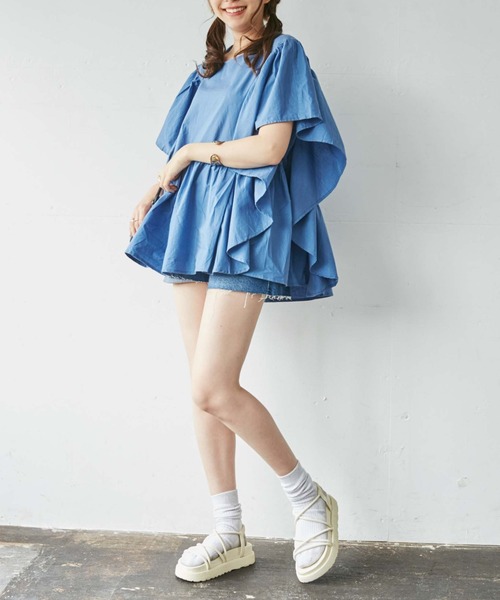 WEGO（ウィゴー）の「WEGO/【ZOZOTOWN＆一部店限定】ビックフリルブラウス（シャツ/ブラウス・レディース・ブラック/オフホワイト/ブルー/グリーン・FREE）」の10枚目の写真