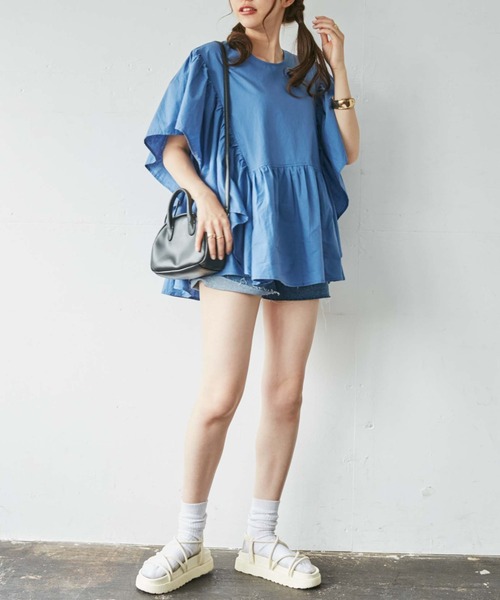 WEGO（ウィゴー）の「WEGO/【ZOZOTOWN＆一部店限定】ビックフリルブラウス（シャツ/ブラウス・レディース・ブラック/オフホワイト/ブルー/グリーン・FREE）」の9枚目の写真