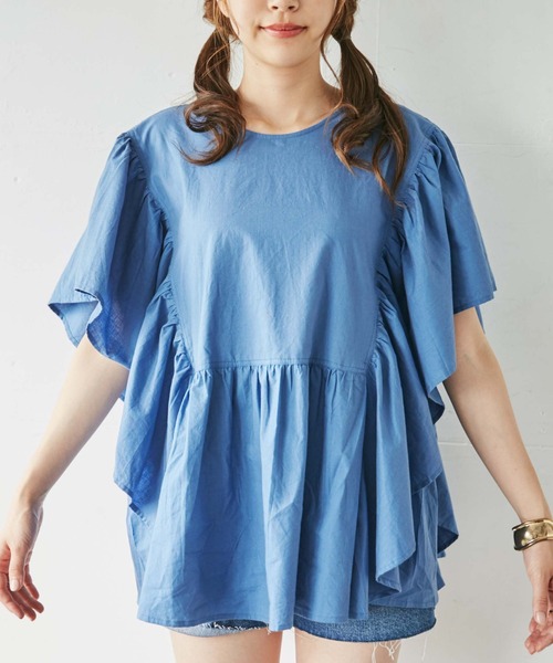 WEGO（ウィゴー）の「WEGO/【ZOZOTOWN＆一部店限定】ビックフリルブラウス（シャツ/ブラウス・レディース・ブラック/オフホワイト/ブルー/グリーン・FREE）」の7枚目の写真