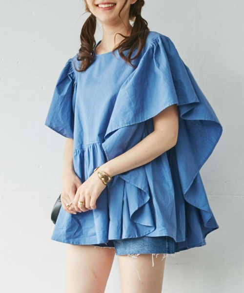 WEGO（ウィゴー）の「WEGO/【ZOZOTOWN＆一部店限定】ビックフリルブラウス（シャツ/ブラウス・レディース・ブラック/オフホワイト/ブルー/グリーン・FREE）」の8枚目の写真