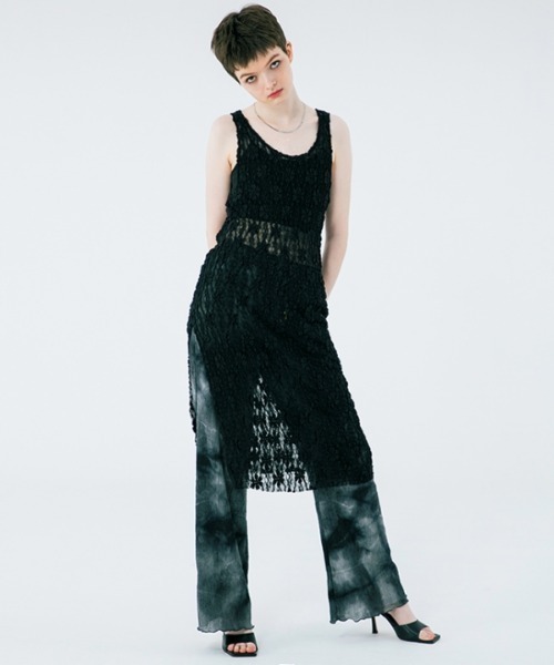 Pattern Flower Long Slim フラワーパターン See Through Dress ワンピース Pattern シースルースリムロングワンピース High Running Flower Runninghigh ランニングハイ のファッション
