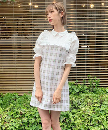 TITTY&CO. | ヨークフリルツイードチェックワンピース(ワンピース)