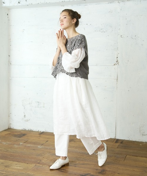 PUAL CE CIN（ピュアルセシン）の「【Du noir】リネン／麻／ラミーワンピース（ワンピース・レディース・ホワイト/ブラック/グレー・FREE）」の6枚目の写真