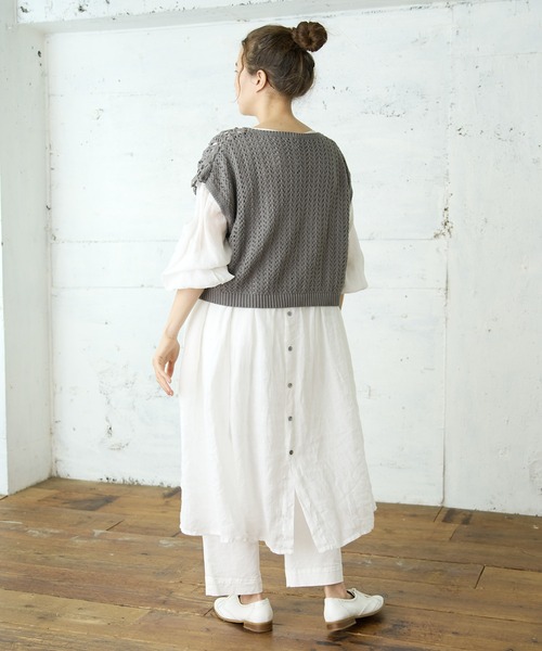 PUAL CE CIN（ピュアルセシン）の「【Du noir】リネン／麻／ラミーワンピース（ワンピース・レディース・ホワイト/ブラック/グレー・FREE）」の5枚目の写真