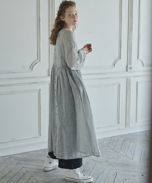 PUAL CE CIN（ピュアルセシン）の「【Du noir】リネン／麻／ラミーワンピース（ワンピース・レディース・ホワイト/ブラック/グレー・FREE）」の12枚目の写真