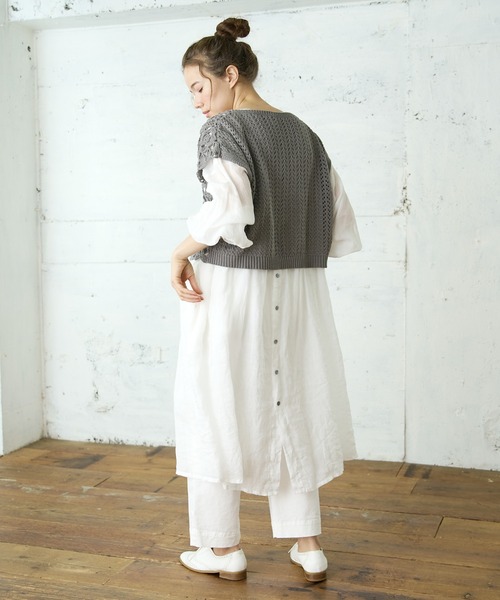 PUAL CE CIN（ピュアルセシン）の「【Du noir】リネン／麻／ラミーワンピース（ワンピース・レディース・ホワイト/ブラック/グレー・FREE）」の9枚目の写真