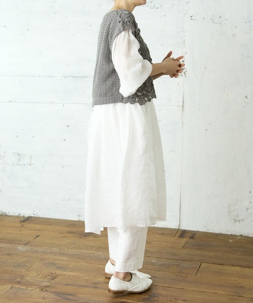 PUAL CE CIN（ピュアルセシン）の「【Du noir】リネン／麻／ラミーワンピース（ワンピース・レディース・ホワイト/ブラック/グレー・FREE）」の7枚目の写真