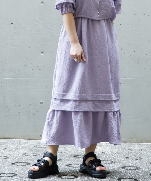 AS KNOW AS PINKY(アズノゥアズピンキー)の「しゅわっと弾けタックスカート(スカート・レディース・ブラック/グリーン/ラベンダー・FREE)」の3枚目の写真