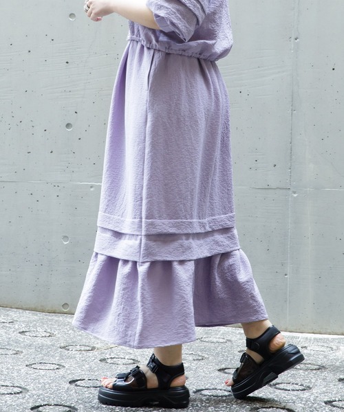 AS KNOW AS PINKY(アズノゥアズピンキー)の「しゅわっと弾けタックスカート(スカート・レディース・ブラック/グリーン/ラベンダー・FREE)」の4枚目の写真