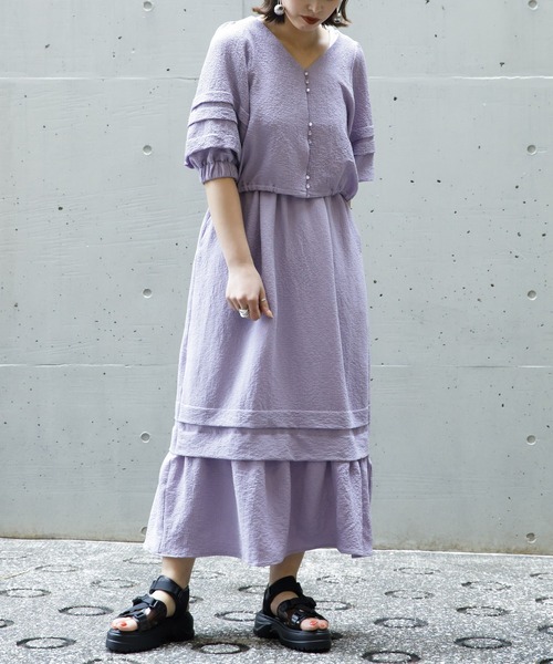 AS KNOW AS PINKY(アズノゥアズピンキー)の「しゅわっと弾けタックスカート(スカート・レディース・ブラック/グリーン/ラベンダー・FREE)」の6枚目の写真