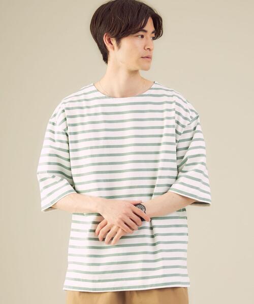 green label relaxing（グリーンレーベルリラクシング）の「SC バスク ボーダー 5分袖 カットソー（Tシャツ/カットソー・メンズ・ブラック/ケリー/その他1・SMALL/MEDIUM/X-LARGE/LARGE）」の3枚目の写真