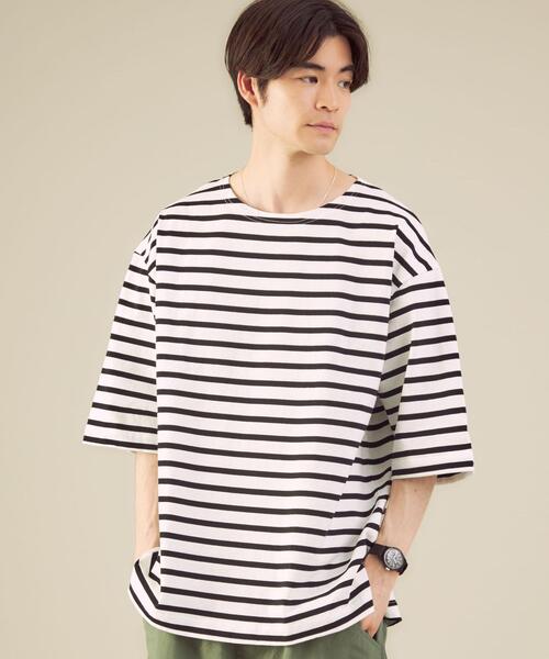 green label relaxing（グリーンレーベルリラクシング）の「SC バスク ボーダー 5分袖 カットソー（Tシャツ/カットソー・メンズ・ブラック/ケリー/その他1・SMALL/MEDIUM/X-LARGE/LARGE）」の2枚目の写真