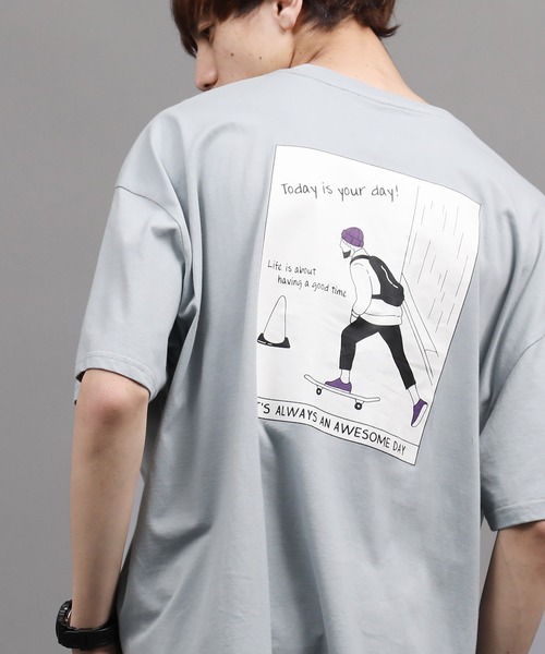 グラフィックプリント ルーズシルエット Tokyo Boy Tシャツ カットソー Air イラスト Sellection エアートウキョウセレクション のファッション ビッグtee ビッグtee 半袖 Skateboatd イラスト 半袖