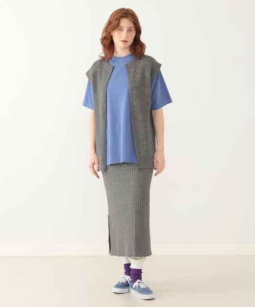 BEAMS BOY（ビームスボーイ）の「BEAMS BOY / カーディガン リブ ベスト（ベスト・レディース・グレー/オリーブ・ONE SIZE）」の8枚目の写真