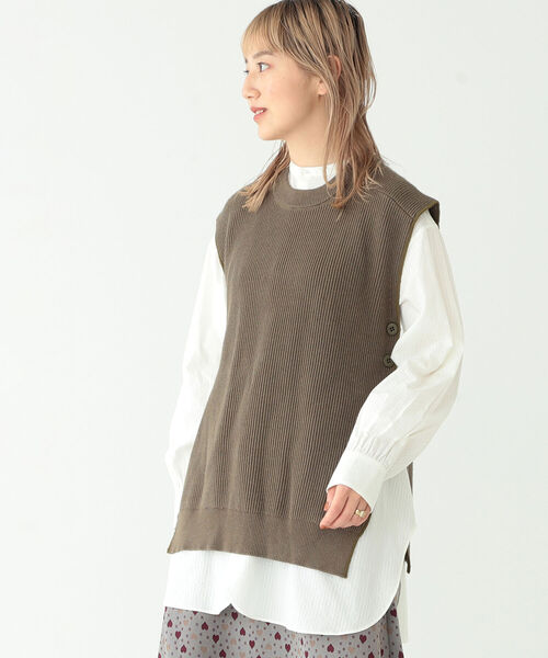 BEAMS BOY（ビームスボーイ）の「BEAMS BOY / カーディガン リブ ベスト（ベスト・レディース・グレー/オリーブ・ONE SIZE）」の10枚目の写真