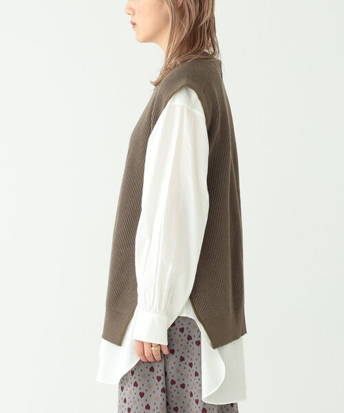 BEAMS BOY（ビームスボーイ）の「BEAMS BOY / カーディガン リブ ベスト（ベスト・レディース・グレー/オリーブ・ONE SIZE）」の12枚目の写真