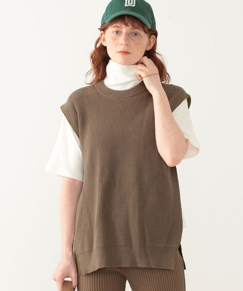 BEAMS BOY（ビームスボーイ）の「BEAMS BOY / カーディガン リブ ベスト（ベスト・レディース・グレー/オリーブ・ONE SIZE）」の14枚目の写真