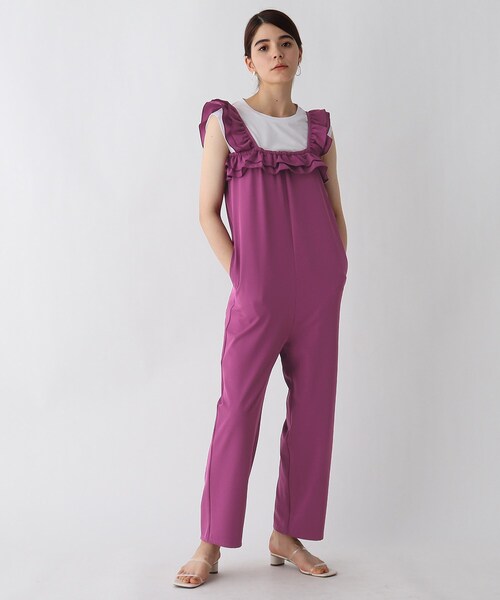 AG by aquagirl(エージーバイアクアガール)の「◆フリルロングサロペット(サロペット/オーバーオール・レディース・パープル系4/ブラック・36/38)」の2枚目の写真