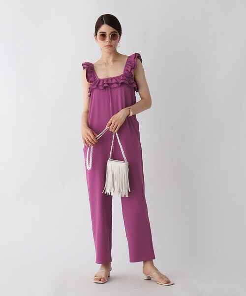 AG by aquagirl(エージーバイアクアガール)の「◆フリルロングサロペット(サロペット/オーバーオール・レディース・パープル系4/ブラック・36/38)」の11枚目の写真