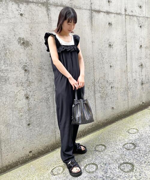 AG by aquagirl(エージーバイアクアガール)の「◆フリルロングサロペット(サロペット/オーバーオール・レディース・パープル系4/ブラック・36/38)」の14枚目の写真