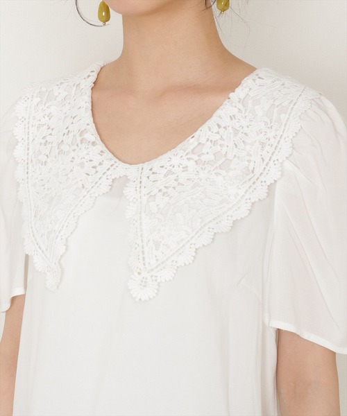 WILLSELECTION（ウィルセレクション）の「ビッグレース襟ファイユブラウス（シャツ/ブラウス・レディース・ブラック/オフホワイト・MEDIUM）」の19枚目の写真