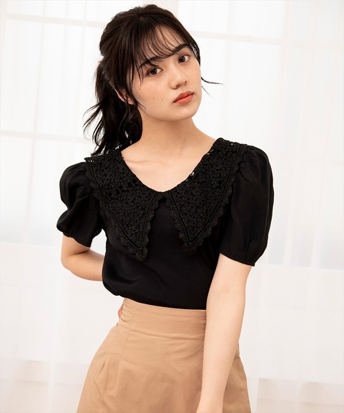 WILLSELECTION（ウィルセレクション）の「ビッグレース襟ファイユブラウス（シャツ/ブラウス・レディース・ブラック/オフホワイト・MEDIUM）」の16枚目の写真