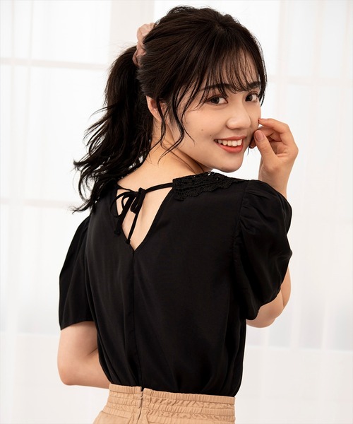 WILLSELECTION（ウィルセレクション）の「ビッグレース襟ファイユブラウス（シャツ/ブラウス・レディース・ブラック/オフホワイト・MEDIUM）」の15枚目の写真