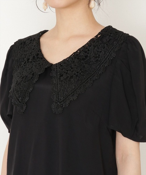 WILLSELECTION（ウィルセレクション）の「ビッグレース襟ファイユブラウス（シャツ/ブラウス・レディース・ブラック/オフホワイト・MEDIUM）」の9枚目の写真