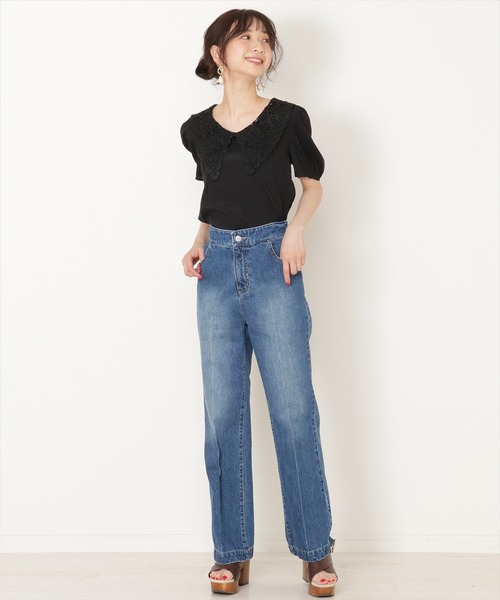 WILLSELECTION（ウィルセレクション）の「ビッグレース襟ファイユブラウス（シャツ/ブラウス・レディース・ブラック/オフホワイト・MEDIUM）」の7枚目の写真