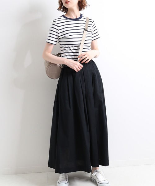 セール】タックフレアスカート【ウエストゴム/手洗い可能