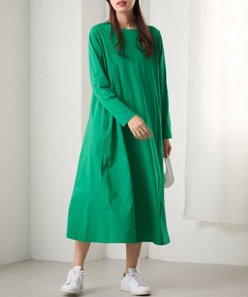 RANAN(ラナン)の「〈Beautiful Cotton 綿100%〉 マキシカットソーTワンピース(ワンピース・レディース・ライトグレー/ブラック/カーキ/チャコール/ダークブラウン/グリーン系/ダークブルー/オレンジ系その他・LL/M/L/3L)」の6枚目の写真